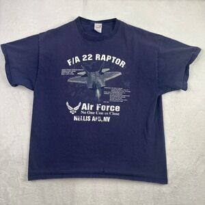 VTG Soffe FA 22 Raptor Air Force Nellis AFB Blue SS Graphic Shirt Men's XL